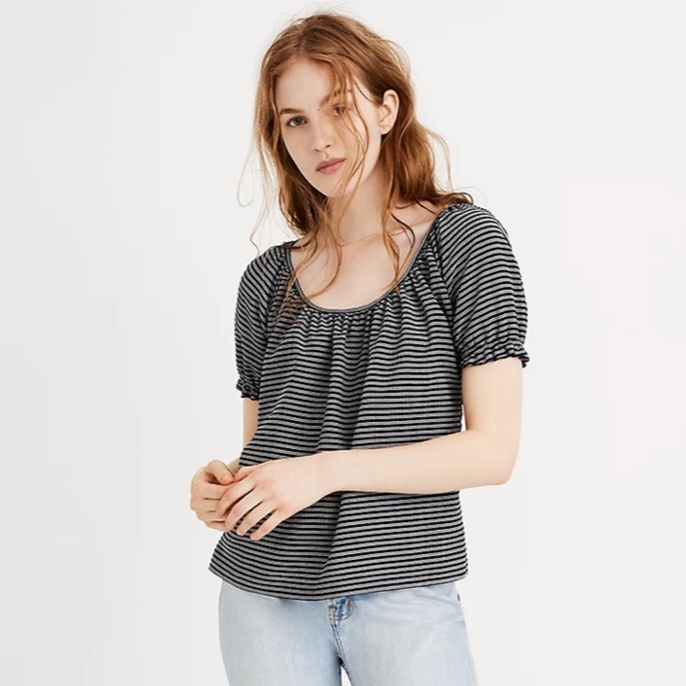 madewell Texture & Thread Peasant Top in Stripe